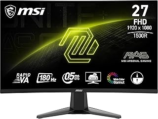 MSI MAG 27C6F écran Gaming incurvé FHD de 27" - Dalle Rapid VA 1920 x 1080 1500R, 180 Hz / 0,5ms (GtG, Min.), Adaptive-Sync - DP 1.2a, HDMI CEC