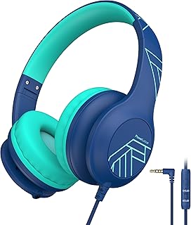 PowerLocus Casque Audio Enfant, Casque Enfant Filaire avec Volume Limité 85/94dB, Son Stéréo, Casque Musique pour Enfants, Pliable, Partager l’Audio, Micro Integré pour iPad/Voyage/Tablette/Téléphone