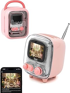Divoom Tiivoo-2 Enceinte Bluetooth rétro avec Haut-Parleur sans Fil Mignon, Petit, Tendance, Multifonction, Pixel Art, Horloge, Chargement d'album, Bruit Blanc, Cadeau, Compatible avec (Rose)