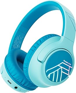 PowerLocus Casque Audio Enfant, Casque Bluetooth Enfant avec Micro, 74/85/94dB Volume Limité, 45 Heures, Hi-FI Stéréo, Casque Pliable avec Lumières LED Colorées, 2 Fonction de Partage du Casque