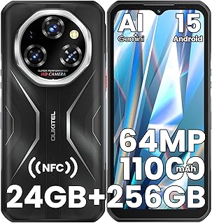 OUKITEL WP55S Smartphone Incassable, 24Go+256Go/2To Telephone Incassable, 11000mAh/33W,64MP+32MP Telephone Chantier, 120Hz 6.6" FHD,Android 15, Dual SIM/GPS/NFC/OTG/Fingerprint, Noir