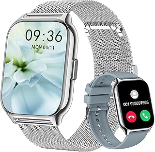 Montre Connectée Femme Homme, 2" Pouce HD avec Appel Bluetooth Smartwatch 100+ Sportifs,SpO2 Moniteur de Sommeil Cardiofréquencemètre -Argenté