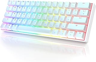 HK Gaming Clavier mécanique de jeu GK61 - 61 touches rétroéclairées RVB programmables - Commutateurs optiques Gateron Jaune - 0,2 ms, Mac et Windows - Anti-ghosting NKRO, USB-C - Blanc