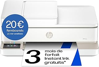 HP Envy 6120e, Imprimante Multifonction, Jet d'encre, A4, Couleur, Impression Recto Verso Automatique, Jusqu'à 10 ppm, Wi-FI, Smart, 3 Mois de Forfait Instant Ink Gratuit, Blanche