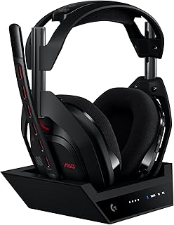 Logitech G Astro A50 LIGHTSPEED, casque gaming sans fil + station d’accueil (Gen 5), PRO-G GRAPHENE, basculement entre 3 systèmes, USB-C vers Xbox, PS5, PC, Nintendo Switch, Switch 2, Bluetooth - Noir