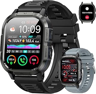 Montre Connectée Homme Femme Smartwatch avec Appel Bluetooth: Fitness Smart Watches for Men Militaire Montre Sport Tracker 120+ Podometre IP68 Étanche Montre Intelligente Smart Watch pour iOS Android