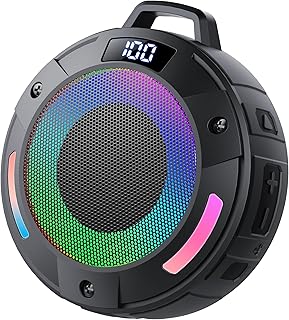 aowoka Mini Enceinte Bluetooth Portable, Enceinte Bluetooth Puissante avec Lumière RGB, IP68 Etanche Anti-poussière & Flottante, 20h Autonomie, TWS & Carte TF, Idéale pour Douche Randonnée Voyage