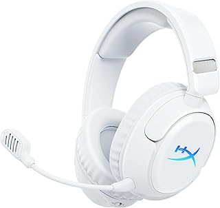 HyperX Cloud Flight 2 Casque de gaming sans fil, lumières RVB personnalisables, batterie 100 heures, Dual Wireless 2,4 GHz et Bluetooth, Instant Pair, PC/PS/Switch/Mobile, Blanc