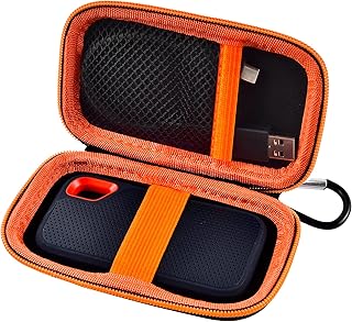 Étui compatible avec SanDisk 1 To, 2 To, 500 Go, 4 To/Pro Extreme Portable SSD, support de stockage externe pour disque dur SSD SDSSDE61/SDSSDE60/SDSSDE81/SDSSDE30/SDSSDE60 (boîte uniquement) (orange)