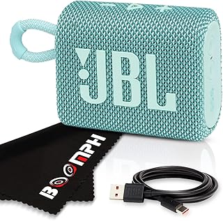 JBL Go 3 Haut-parleur Bluetooth portable sans fil, étanche IP67 et batterie intégrée – Bleu sarcelle – Solution complète en tissu de performance ultime pour votre expérience sonore en déplacement