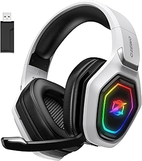 Ozeino Casque de Gaming sans Fil 2,4 GHz pour PC/PS5/PS4, Casque de Gaming sans Fil avec Microphone, 7,1 Audio, Faible Latence et Connexion Ultra Stable, durée de Vie 40 Heures +