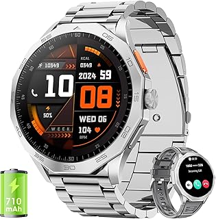 Montre Connectée Homme 1.85"/710mAh/100+ Modes Sportifs, IP68 Étanche Montre Militaire Homme avec Appel Bluetooth, 24H Sommeil/Fréquence Cardiaque/Podomètre Smart Watch pour Android iOS