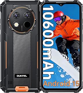 OUKITEL G1S - Telephone Incassable 2026,8GO+128GO, Android 15 Telephone Portable Incassable 10600mAh,6.52" HD, Smartphone Incassable 4G,13MP Caméra,Fingerprint/Face ID/GPS/NFC/2Ans Garantie,Orang