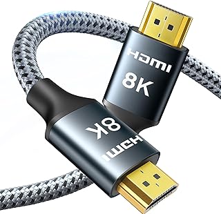 ARISKEEN Câble HDMI 2.1 8K 15M, 48Gbps Câble HDMI Tressé en Nylon Haute Vitesse, Prend en Charge 8K@60HZ, 4K@120Hz, Compatible avec PS5/4 TV Monitor Blu-ray Soundbar