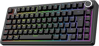 EPOMAKER Aula F75 ISO-FR Clavier Mécanique sans Fil, AZERTY 75%, Clavier Gaming Français avec Bouton Rotatif, RVB, Hot-Swap, Montage Gasket, Son Crémeux, BT/2.4Ghz/Filaire