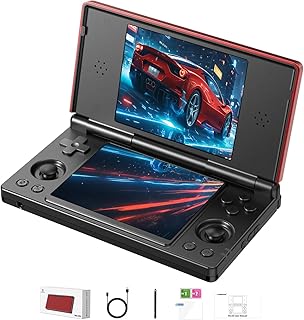 GiipGoop RG DS Console de jeu portable RG DS Retro Console de jeu vidéo double écran 3 + 32 Go Android 14 Portable Pocket Arcade Batterie 40 000 mAh WiFi Bluetooth Sortie HD Noir