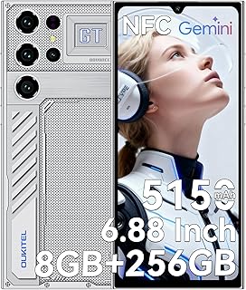 OUKITEL C61 GT Telephone Portable Android 15-24Go + 256Go Telephone Pas Cher 6,88" HD+ 5150mAh Smartphone 13MP Dual SIM/NFC/Fingerprint/Face ID/GPS/OTG