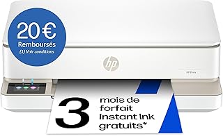HP Envy 6120e, Imprimante Multifonction, Jet d'encre, A4, Couleur, Impression Recto Verso Automatique, Jusqu'à 10 ppm, Wi-FI, Smart, 3 Mois de Forfait Instant Ink Gratuit, Blanche