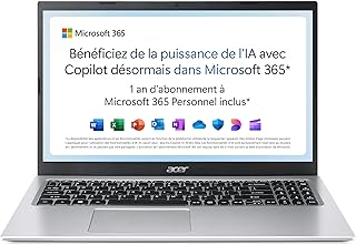Acer Aspire 1 A115-32-C3AK Ordinateur Portable 15,6'' Full HD, PC Portable (Intel Celeron N4500, RAM 4 Go, 128 Go eMMC, Intel UHD Graphics, Windows 11 ) - Clavier AZERTY (Français), Laptop Gris