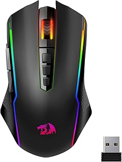Redragon M914P Souris Gamer sans Fil,RVB Tri-Mode 2.4 G/USB-C/Bluetooth,12000 PPP,9 Boutons Programmable avec Bouton de Feu,70 Heures Rechargeable,Souris Gaming de Jeu pour PC/Mac - Noir