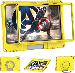 Patamiyar Coque antichoc avec poignée et support pour Samsung Galaxy Tab A11+ Plus 2025/A9+ Plus 11" 2023 avec protecteur d'écran, jaune