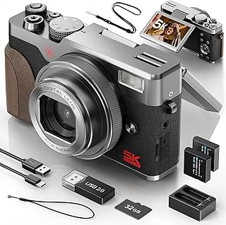 Appareil Photo Numérique avec Carte 32GB, 44MP 1080P HD Appareil Photo Numérique Compact avec écran LCD 16X Zoom numérique & 2 Batteries pour Les Adolescents,débutants(Grün)