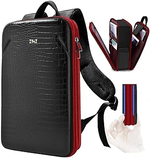 ZINZ Sac à Dos Fin pour Ordinateur Portable 15,6" avec Capacité Variable, Sac à Dos d'affaires Antivol, Sac à Dos de Voyage en Cuir Résistant à l'eau