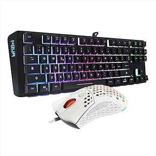 Noua Gaming Shield Neon Souris et Clavier Gaming, Layout Italien QWERTY, USB, Anti-ghosting, Clavier rétroéclairé LED RVB, Souris Gaming 1200-3200 DPI - Noir