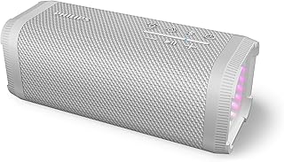 Philips TAS2000W Enceinte sans Fil Bluetooth avec Jeu de lumières LED, Bass+ 20 W, Auracast, 20 Heures d’autonomie, Indice IPX5, Micro, contrôle à partir de l’Application – Blanche
