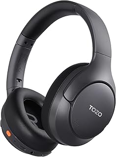 TOZO HT3 Casque Bluetooth 6.0 sans Fil avec ANC Hybride, Réduction de Bruit AI 5 Mic, Audio Spatial, 90h d’Autonomie, Faible Latence, Connexion Multipoint, 32 EQ Modes, Câble Audio 3,5 mm USB-C Noir