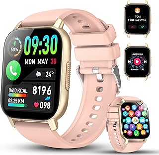 Montre Connectée Femme, 1.91" HD Smartwatch Fonction Féminine avec Appel Bluetooth 5.4, 120+ Modes Sportifs, 200+ Cadrans personnalisés, 24H Moniteur Sommeil/FC/SpO2, Android iOS, Or Rose