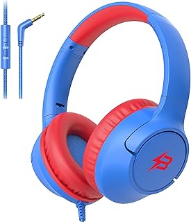 Casque Audio Filaire pour Enfants avec Microphone, Bleu