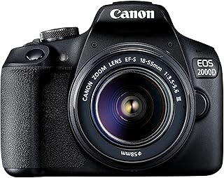 Canon EOS 2000d | Appareil Photo Réflex + (APS-C, 24.1 MP, WiFi, Full HD) + Objectif EF-S 18-55mm f/3,5-5,6 DC III, Noir