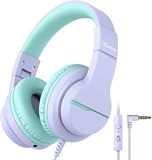 PowerLocus Casque Bluetooth pour Enfant, Casque Audio Sans fil pour Enfants, Casque stéréo avec Microphone et 85DB Volume limité, Confortable écouteurs Réglable et Pliable pour Smartphone,Tablet etc