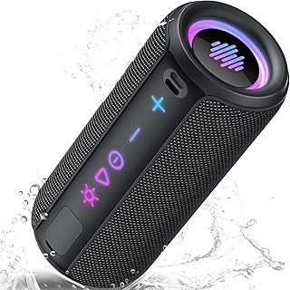 Enceinte Bluetooth Puissante 5.4 sans Fil avec Bass Puissantes, Haut-Parleur Portable 30W, Autonomie 30H,Son Surround à 360 degrés,Appairage TWS,IPX7,AUX,TF Carte,pour l'extérieur/La Fête/Voyage, Noir