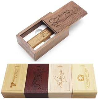 Clé USB personnalisée + coffret cadeau en bois massif gravure texte choix, cœur, amour, mariage, Flash Drive 32/64/128 Go 3.0, idée cadeau individuelle (noyer, 32 Go 3.0)