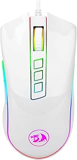 Redragon M711W Cobra White Souris Gaming Blanche, capteur Optique Pixart P3325 de 10.000 DPI, éclairage RGB, mémoire intégrée, interrupteurs 20 Mill clics - PC Windows Compatible