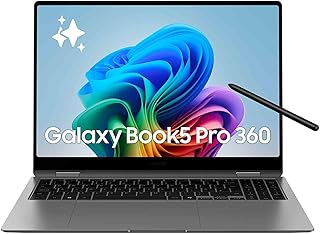 Samsung Galaxy Book5 Pro 360 16", Copilot+ PC, Ordinateur Portable avec IA, Processeur Intel Core Ultra 7, Mémoire 16 Go RAM, Stockage 512 Go, Clavier AZERTY Fr, Anthracite
