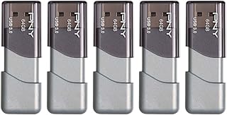PNY Lot de 5 clés USB 3.0 Turbo Attaché 3 - Argenté - 64 Go