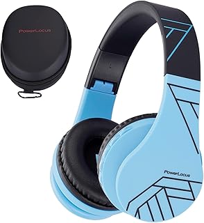 PowerLocus Casque Bluetooth pour Enfant, Casque Audio Sans fil pour Enfants, Casque stéréo avec Microphone et 85DB Volume limité, Confortable écouteurs Réglable et Pliable pour Smartphone,Tablet etc