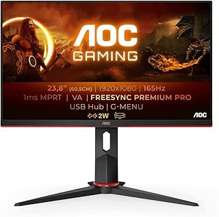 AOC 24G2SU/BK écran Plat de PC 60,5 cm (23.8") 1920 x 1080 Pixels Full HD Noir, Rouge