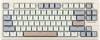 EPOMAKER Galaxy70 Clavier Gaming sans Fil, Mécanique 75% Aluminium, Programmable Filaire Bluetooth 5.0/2,4 GHz/USB-C, Hot-Swap Crémeux (Gris, Petal Switch)