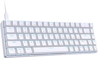 Dierya Clavier Gamer Mécanique 60% Câblé avec Interrupteur Rouge,T68SE Clavier Gaming LED Rétroéclairé Type-c Mechanical Keyboard Compact 68 Touches Anti-ghosting-US Layout,Blanc