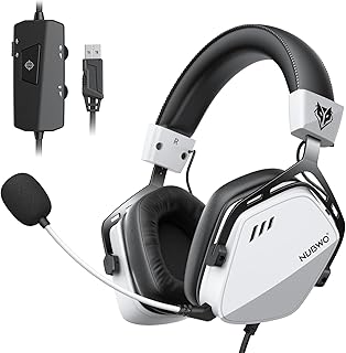NUBWO HG03 Casque Gaming USB A avec Son Surround 7.1 et Mode FPS, Casque Filaire avec Micro Antibruit, Design Confortable pour PC et Ordinateur Portable - Blanc