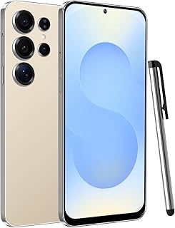 4G Smartphone déverrouillé, Android 12.0 Téléphones Mobiles avec écran HD + 6,6 '', 4GB + 32GB ROM / 256GB SD, 4G Double SIM Double Caméra, ID Visage + WiFi+GPS+OTG (S25Ultra-Gold)