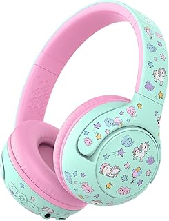 Casque Audio Enfant avec Oreilles de Chat, Bluetooth 5.4 Over-Ear avec Réduction de Bruit, Microphone, Limitation de Volume à 85 dB, Sans Fil ou Câble Jack 3,5 mm, pour Voyage, iPad, Tablette
