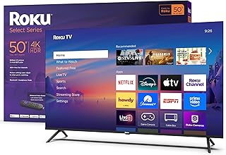 Roku Smart TV 2025 – Série Select de 50 Pouces, TV 4K HDR – RokuTV avec télécommande vocale améliorée – Télévision LED à écran Plat avec Wi-FI pour Diffuser des actualités locales en Direct, des