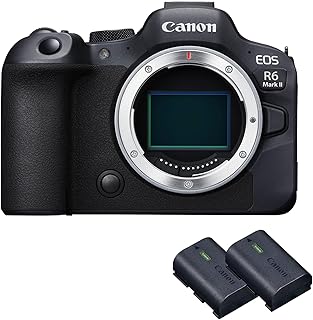 Canon EOS R6 Mark II Appareil Photo Hybride sans Objectif + 2 Batteries (Kit Batterie Supplémentaire) - 24,2 mégapixels, 40 img/s, vidéo 4K 60p, Dual Pixel CMOS Auto Focus II, Noir