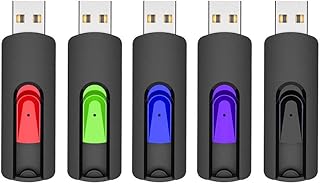 Clé USB 8Go Lot de 5 Flash Drive Cles USB 2.0 Mémoire Stick Stockage Pivotantes Porte Clef USB U Disque (5 Couleurs Mélangées:Rouge Vert Noir Bleu Violet)