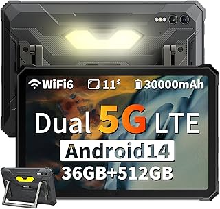 Blackview Active 10 Pro Tablette Incassable 5G LTE，30000mAh, 36Go RAM + 512Go ROM Tablette Robuste 11 Pouces FHD+ Caméra 108MP+50MP Dimensity 7300 Android 14, WiFi 6/GPS/Vision Nocturne